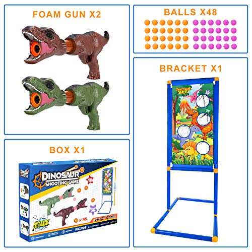 Tacobear Pistola Juguete Pistola Dinosaurio Juego de Tiro al Aire Libre Pistola con Sonido Luz Objetive de Tiro Pistola Blaster Bolas de Espuma Juguete Niño 5 6 7 8 9 10+ Años