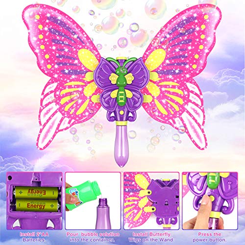 Tacobear Pompas de Jabón Automático Máquina Burbujas Varita Mágica de Mariposa con Música y Luz Soplador de Burbujas de Jabon Juego Al Aire Libre Verano Burbujas Juguete para Niños Niñas