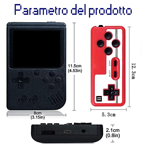 Tanouve Consola de juegos portátil, consola retro FC del juego con 400 juegos clásicos FC, soporte conexiones de TV, 3,0 pulgadas, batería recargable de 800 mAh para niños y adultos
