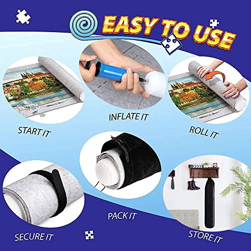 Tapete Puzzle 3000 Piezas,Puzzle Roll,Puzzles Blanket,Guarda Puzzle,Jigsaw Roll Mat,Tapete Puzzle Mat, Puzzle Mat Roll,Rompecabezas Almacenamiento Estera (Grey)