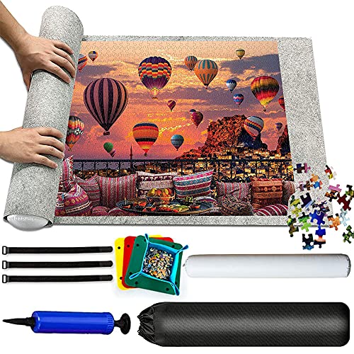 Tapete Puzzle 3000 Piezas,Puzzle Roll,Puzzles Blanket,Guarda Puzzle,Jigsaw Roll Mat,Tapete Puzzle Mat, Puzzle Mat Roll,Rompecabezas Almacenamiento Estera (Grey)