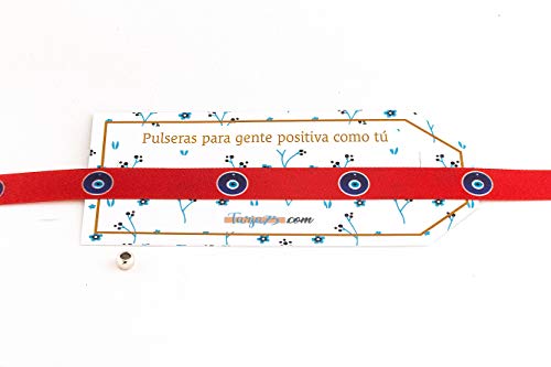 Tarja 73 - Pulsera de Tela con Mensaje: OJO TURCO PARA EL MAL DE OJO - Pulsera con Frase - Regalo Creativo e Ideal