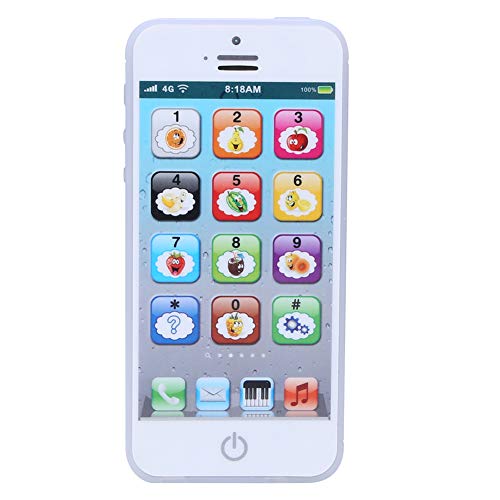 Teléfono de juguete para niños, teléfono de juguete educativo de aprendizaje Juguete de teléfono celular recargable USB para niños, niños, niños y niñas aburridos para el lanzamiento de viajes(Blanco)
