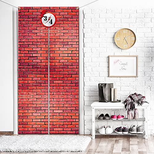 Telón de Fondo de Pared de Ladrillo Estación Cruzada, Cortina de Puerta Fondo de Fiesta para Pared de Mago Fiesta de Disfraz de Mago Mágico, Pasaje Secreto a Escuela de Magia (Marrón)