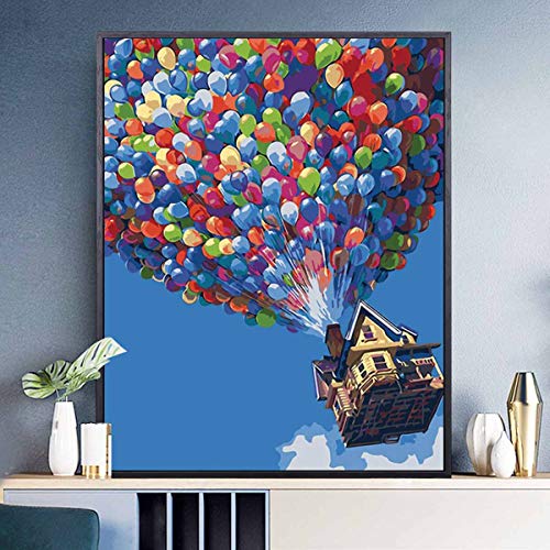 Tenwind Pintar por Numeros para Adultos,DIY Painting by Numbers Kits,Pintura de Bricolaje sobre Lienzo con Pinceles Decoración para el hogar Regalo de Pared-Globos de colores40*50cm(sin Marco)