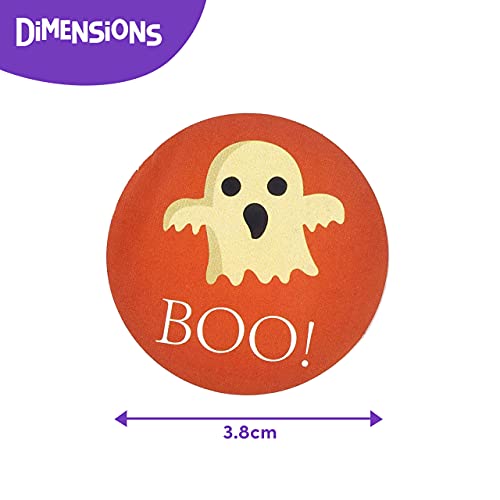 THE TWIDDLERS 600 PCS Pegatinas de Halloween - 5 Stickers Diseños Diferentes - Mensajes de Feliz Halloween - para Piñata, Fiesta Favores, Trick or Treat