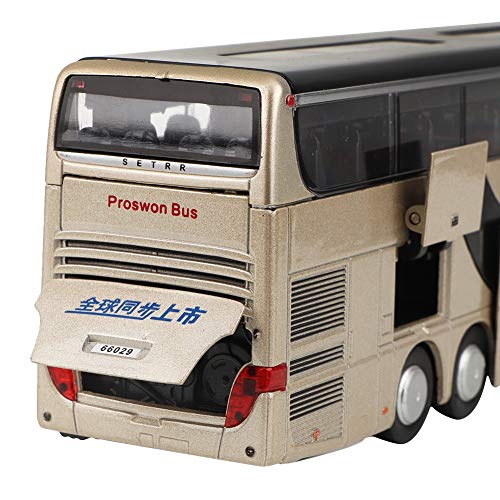 Tnfeeon 1:50 Eléctrico de Aleación de Dos Pisos Autobús Escolar Modelo de Coche Juego de Juguete con Música Ligera Mejor Regalo para Niños Pequeños(Oro)