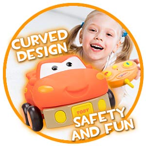 TOBY Coche Teledirigido Bebe con Música y Luces, Juguetes Niños 2 Años o Más, Muy Resistente, Juguete para Bañera, Coches RC Teledirigidos para Bebes, Rojo, Azul o Rosa