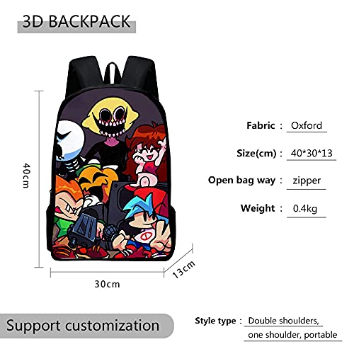 Tongyundacheng Friday Night Funkin niños niñas mochila 3 piezas conjunto con bolsa de hombro estuche lápiz para niños, mochila escolar estudiante de dibujos animados moda Daypack
