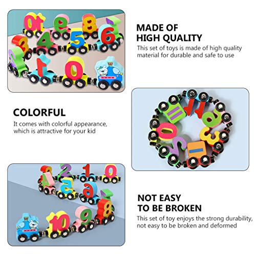 TOYMYTOY 1 Juego de Juguetes de Tren de Madera Número Magnético Tren Coche Juguetes Número Bloques de Construcción Montessori Juguete Educativo para Niños Pequeños Aprendizaje Conteo