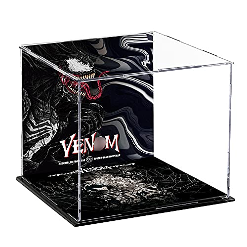 TRCS Vitrina de acrílico para 76187 Marvel Spider-Man Venom Máscara, kit de construcción, perspex a prueba de polvo Show Fall Base compatible con Lego (no incluye modelo Lego)