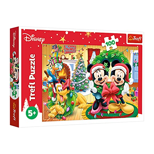 Trefl-100 Elementi, Magia del Natale, per Bambini dai 5 Anni Puzzle, Color Disney Mickey y Sus Amigos (16365)