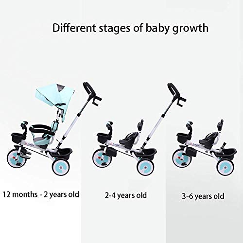 Triciclo para niños,1-6 años Bicicleta plegable Cochecito de bebé Cochecito de tres ruedas Asiento con dirección de control que se puede empujar Se puede ajustar hacia adelante y hacia atrás,rojo
