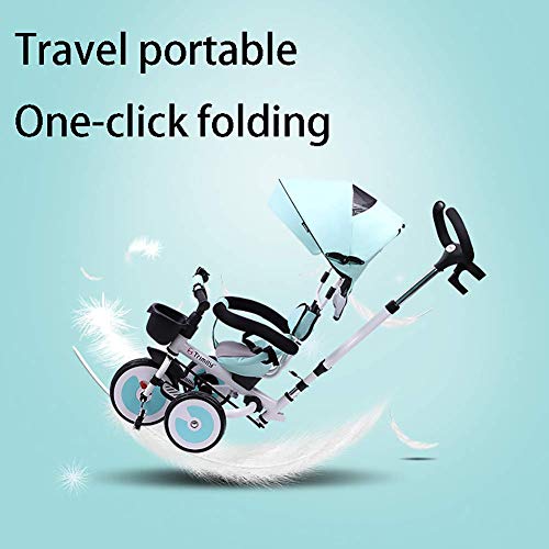 Triciclo para niños,1-6 años Bicicleta plegable Cochecito de bebé Cochecito de tres ruedas Asiento con dirección de control que se puede empujar Se puede ajustar hacia adelante y hacia atrás,rojo