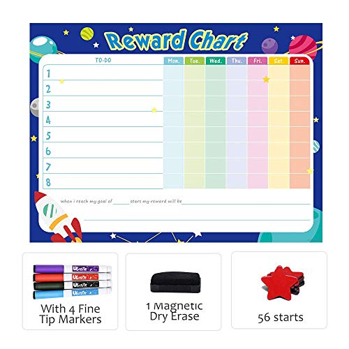 UCMD Calendario de horario, gráfico magnético para niños, tabla de comportamiento (40 x 30 cm-1)