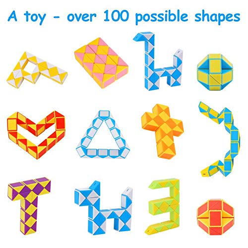 Ulikey 8 Pack de 24 Bloques Magic Snake Cube, Juguetes de Rompecabezas de Serpiente Twist Puzzle, Cubos de Juguete de Serpiente para Llenadores de Bolsos para Fiestas (B)