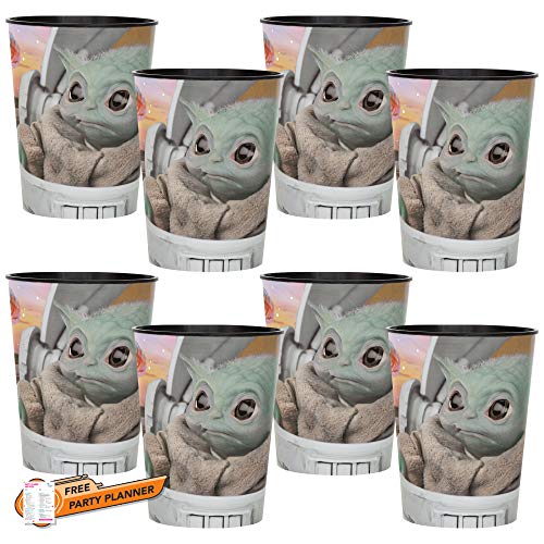 Unique 8 tazas de fiesta mandalorianas | Regalos de fiesta de cumpleaños para niños | Con licencia oficial de 16 onzas