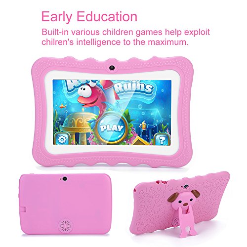 Vbestlife Tableta para Niños Pantalla Táctil de 7 Pulgadas para Niños Infantil Tablet PC Protección para los Ojos Conexión WiFi Larga Vida útil para Aprendizaje (Rosa)