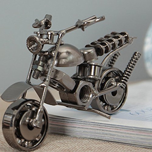 Vintage Modelo de la Motocicleta,Vintage Hecha a Mano Hierro Moto Modelo,para decoración de Ministerio del Interior, Regalos de fotografía Novio, Regalo de cumpleaños de Navidad,Silver