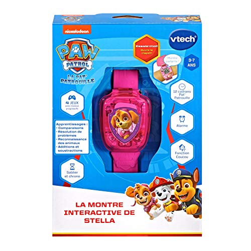 VTech- Reloj Interactivo de Stella Paw Patro-Patrol Juguetes ELECTRONICOS EDUCATIVOS 80-199585, Multicolor - Versión FR