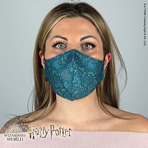 Warner Bros. Harry Potter Superheroes Mouthguard Masks Fabric Mask Adjustable Elastic Band Adult & Teen Comic Mask Nose Guard Mouth Noses (Icons - Lines - Pattern)
