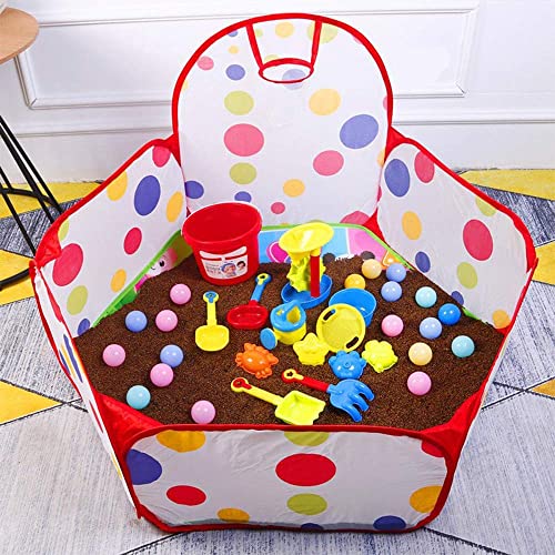 WayOuter Piscina de Bolas Infantil con aro de Baloncesto, diseño Hexagonal con Lunares, desplegable (Bolas no Incluidas)