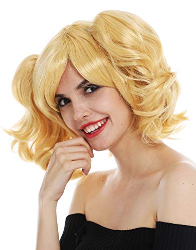 WIG ME UP- SH70102-ZA88C Peluca Carnaval Cosplay Mujeres Girly Lolita gótica Trenzas de Quita y pon hasta los Hombros Color Rubio