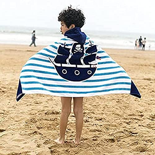 WIIBST Toalla de Playa para niños Poncho de baño de algodón Toalla de bebé para niños Albornoz con Capucha Toalla de baño para bebé con Capucha para Nadar Vacaciones en la Playa