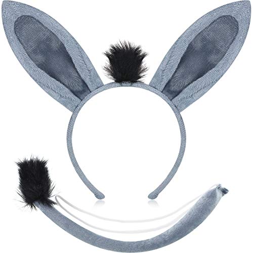 WILLBOND Conjunto de Disfraz de Animal Set de Disfraz Animal de Diadema de Oreja Cola Disfraces Elegante Accesorio de Decoración de Fiesta (Burro)