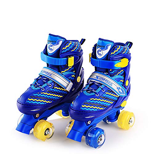 Win-Y Patines Quad, Ajustables estables Roller Skates para niños y niñas Principiantes (Azul, S)