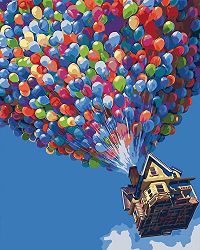 WONZOM Pintura por Números para Adultos, DIY Pintura Pintar por Numeros Kits sobre Lienzo, Globos de Colores 16 * 20 Pulgadas Sin Marco