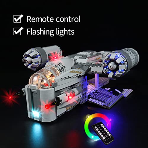 WWEI Juego de luces LED con mando a distancia para 75292 Star Wars Mandalorianos Razor Crest, compatible con Lego 75292 (sin set Lego)