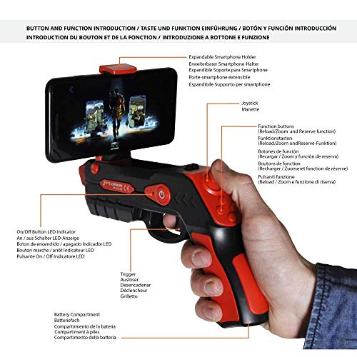 Xplorer Controlador Móvil, Videojuego, Entretenimiento para el Hogar, Niños y Adultos, Blaster Red