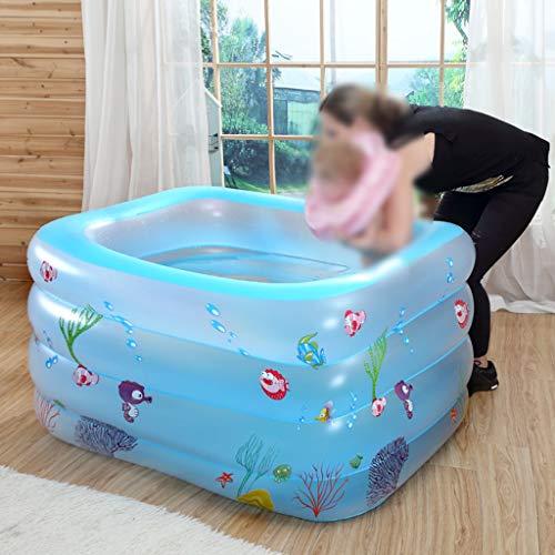 XuzgHA Natación XUZG Piscina Azul Transparente Inflable, Plegable Piscina Casa Pequeño Patologo, Ducha Bucket Bañera Bebé Flotante Drifter Piscina Parque Acuático Familiar, 140 cm
