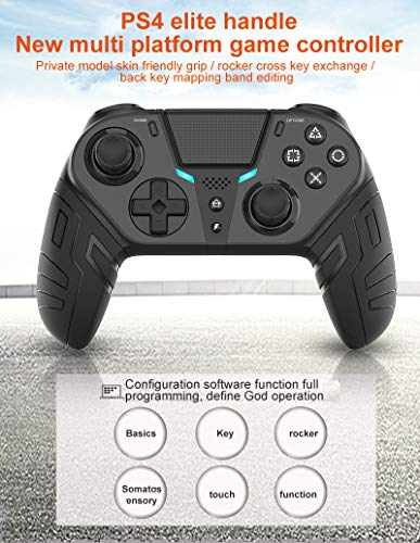 YMKT Controlador de juego inalámbrico para PS4 Elite/Slim/Pro, mango remoto Bluetooth Gamepad Joystick consola con botón trasero programable Turbo vibración