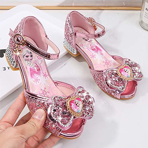 YOSICIL Niña Zapatos de Tacón Disfraz de Princesa con Lentejuelas Zapatos de Ballet Tango Latino Zapatilla de Vestir para Cumpleaños Fiesta Cosplay Carnaval 3-12 Años