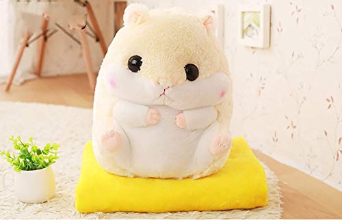 YunNasi 2 en 1 Hámster de Peluche con Manta Lindo Hámster Suave Almohada para Niños y Niñas (Beige)
