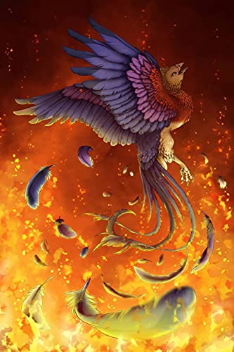 Yunzezka Pintar por Numeros para Adultos Animal De Fuego De Ave Fénix Lienzo De Bricolaje Niños Pintura por Número Kits ​Decoraciones para El Hoga 40x50cm