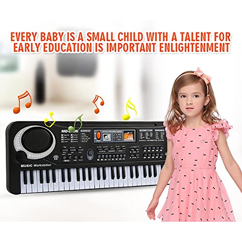 zhangsan Teclado electrónico para niños, con música digital, 61 teclas, órgano electrónico, color blanco y negro, instrumento musical para niños (sin enchufe)