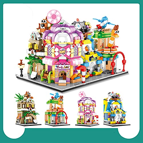ZHYLing Mini City Compatible Creator Street View Architecture Kit Building Brick Market House Game Shop Sweets Store Bloques Sembo (Color: 601051 601054 sin caja)