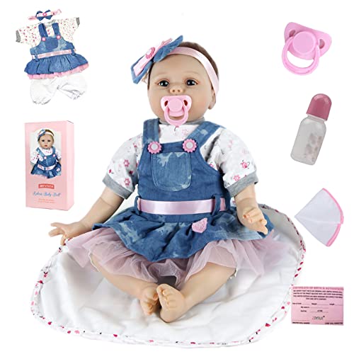 ZIYIUI 55cm 22 Pulgadas Bebe Reborn Hecho a Mano Suave Vinilo de Silicona Simulación Muñecos Reborn Niña Juguetes Muñeca Reborn
