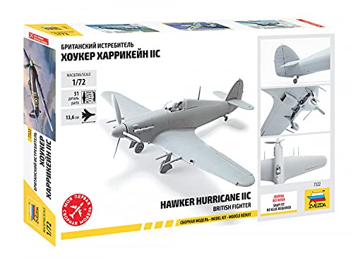 Zvezda 530007322 Hurricane MK II C - Maqueta de Hawker Hurricane MK II C (Escala 1:72)