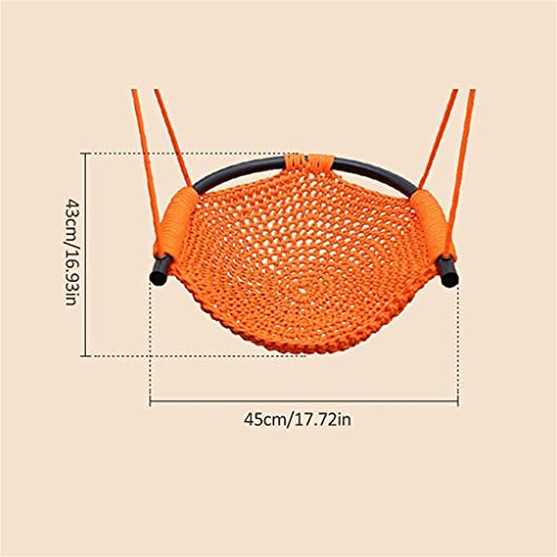 ZYMING Columpio Asiento de Swing Interior hogar niños Hamaca Cuerda al Aire Libre Red Bolsillo Columpio Tejido Silla Canasta Canasta bebé Cama Adulto Swing (Color : Orange, tamaño : 45 * 43cm)