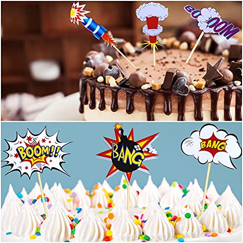 9 Piezas Decoracion Tartas Infantiles, Happy Birthday Cake Topper, Topper Tarta Cumpleaños para Chico Niña,Cohete bomba nube whick boom paw bang Decoración Tarta Cumpleaños Cupcakes