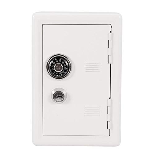 Astibym Caja de Seguridad, Juguete para Niños de 18 X 12 X 10 Cm Que Ofrece Suficiente Espacio Caja de Dinero de Metal como Regalo para Objetivos de Ahorro(Blanco)