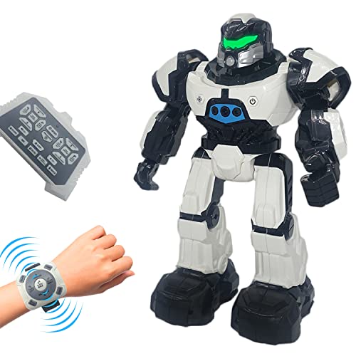 JUGUETECNIC │ Robot Inteligente Teledirigido por Gestos y Reloj, Camina, Habla y Baila | Juguete RC Programable Robotica para Niños | Regalo Educativo