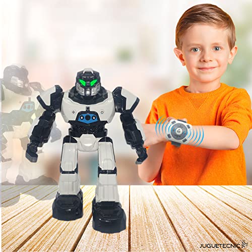JUGUETECNIC │ Robot Inteligente Teledirigido por Gestos y Reloj, Camina, Habla y Baila | Juguete RC Programable Robotica para Niños | Regalo Educativo