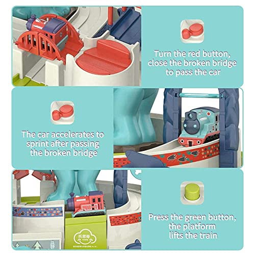 Juguetes de Pista de Coches para Niños - Dinosaurio Aventura de Carreras |Interactivos Juego de Vehículos Regalos para Niños & Niñas