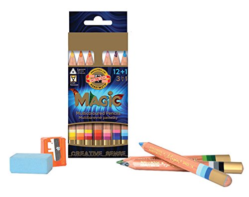 Koh-I-Noor Magic Natur - Lápices de colores (perfil triangular, 12 unidades, 1 difuminador)