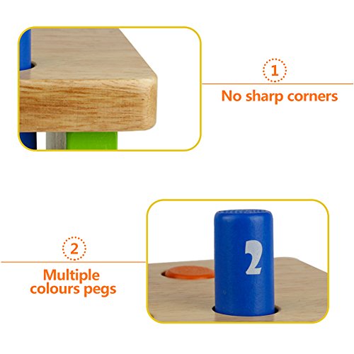 Martillo Juguetes Bebe Niños 1 2 año Montessori Madera Banco de Herramientas Juguete Ocho Colors Clavijas Juego del Número para Niño de 18 Meses Regalo niño 1 2 años